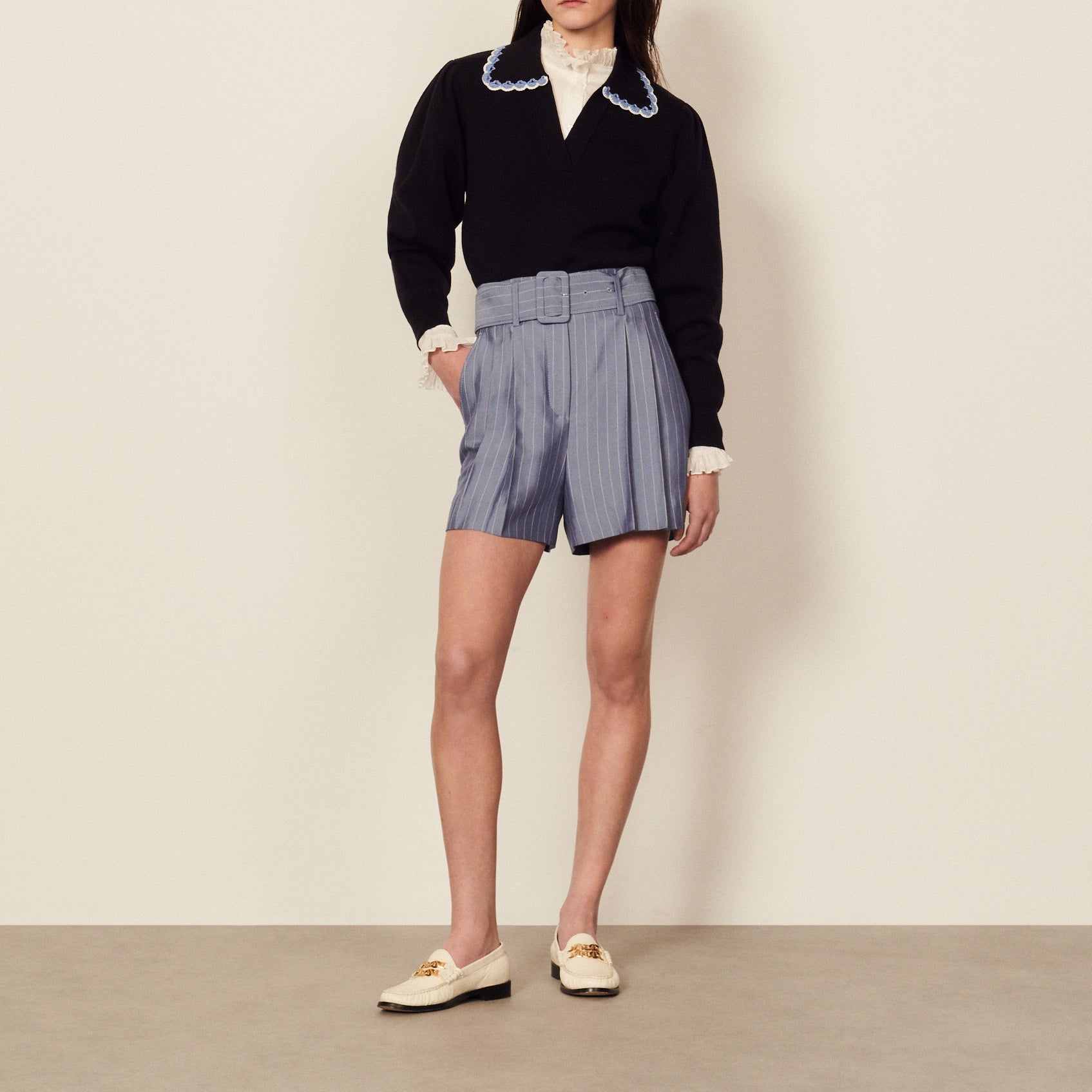 Short rayé Sandro seconde main