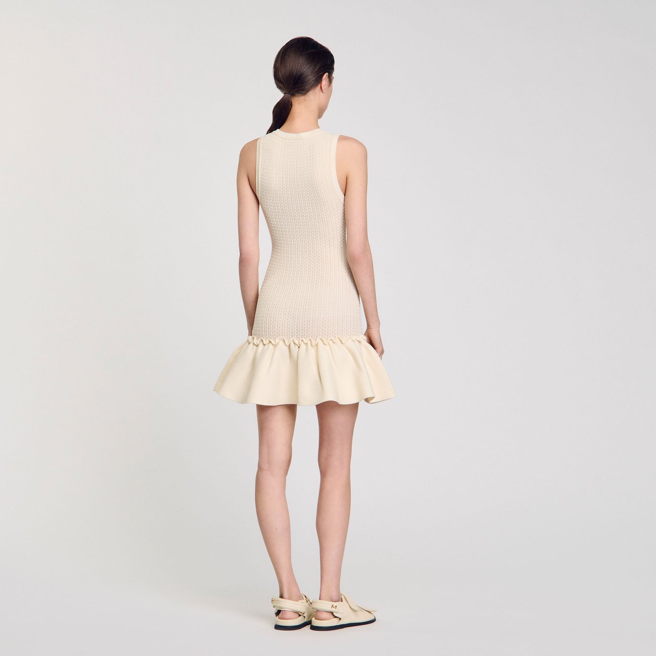 Robe courte en maille à volant Sandro seconde main