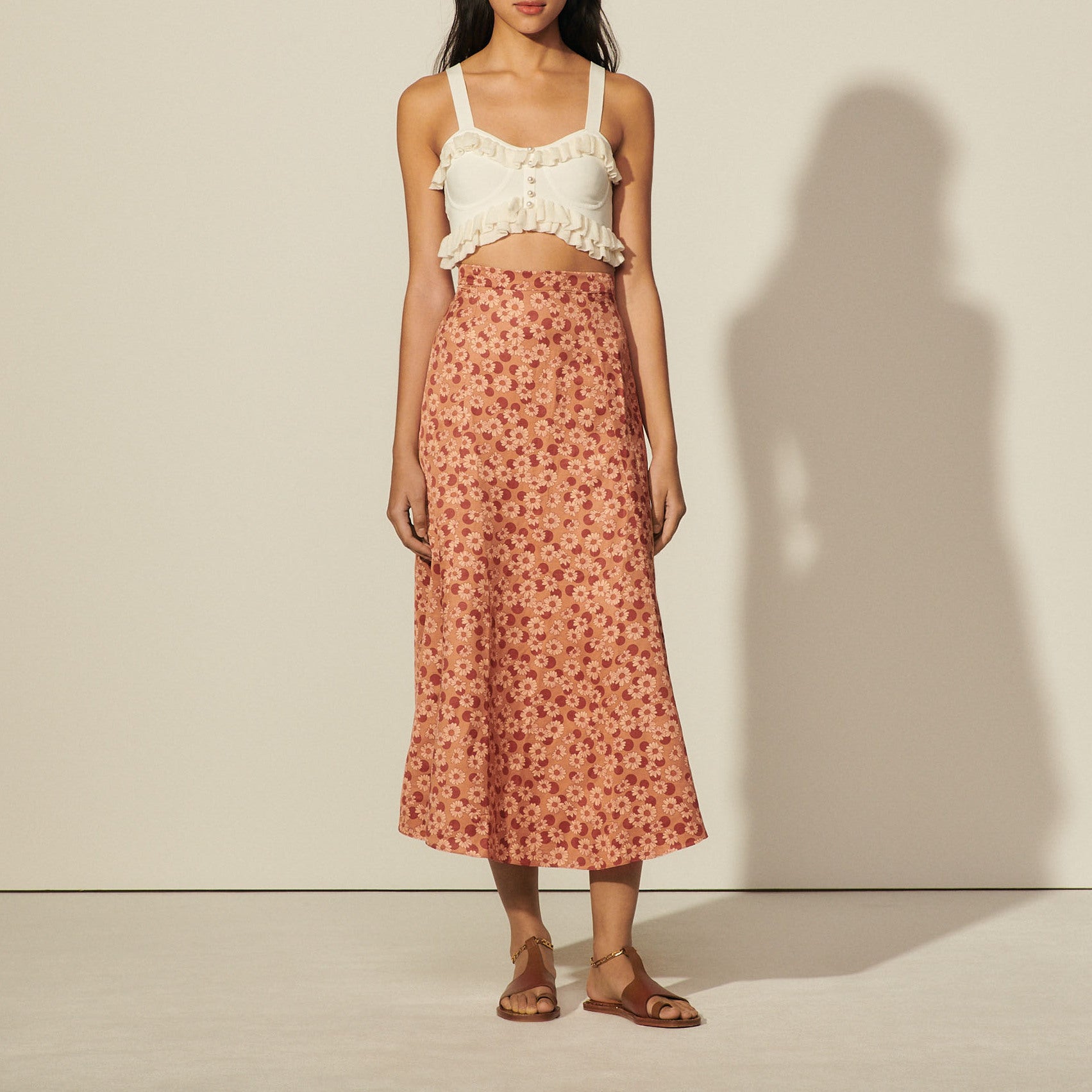 Jupe longue évasée imprimée Sandro seconde main