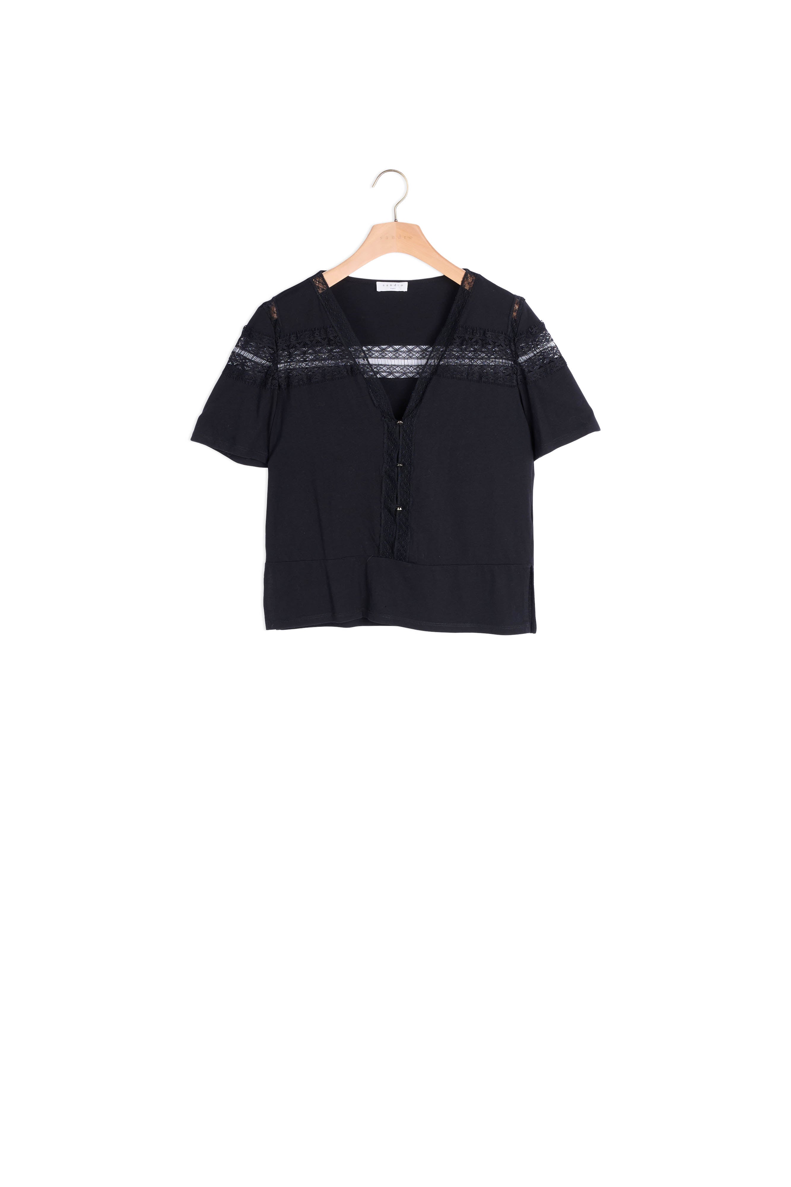 T-shirt avec dentelle Sandro seconde main