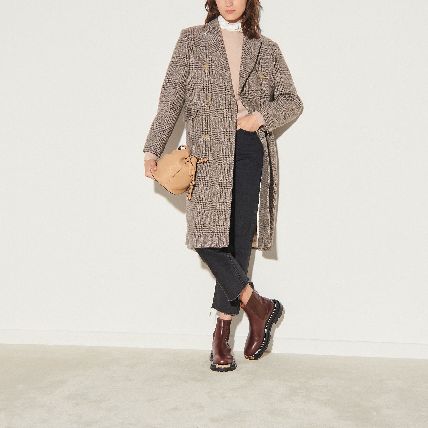 Manteau long à carreaux Sandro seconde main