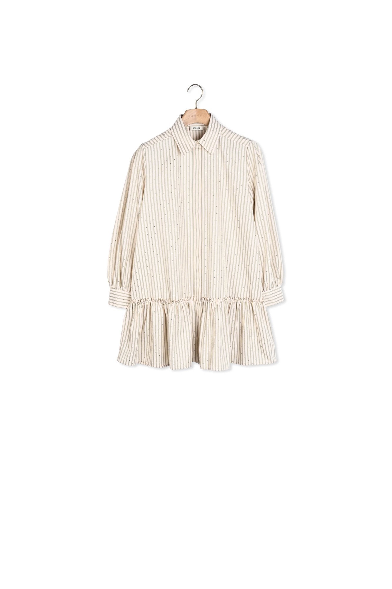Robe chemise strassée à rayures Sandro seconde main