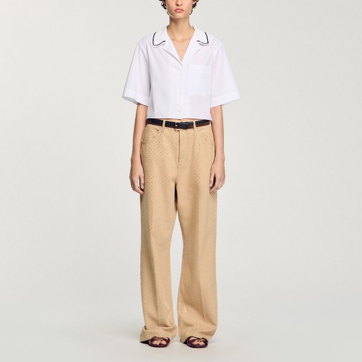 Chemise à col en crochet Sandro seconde main