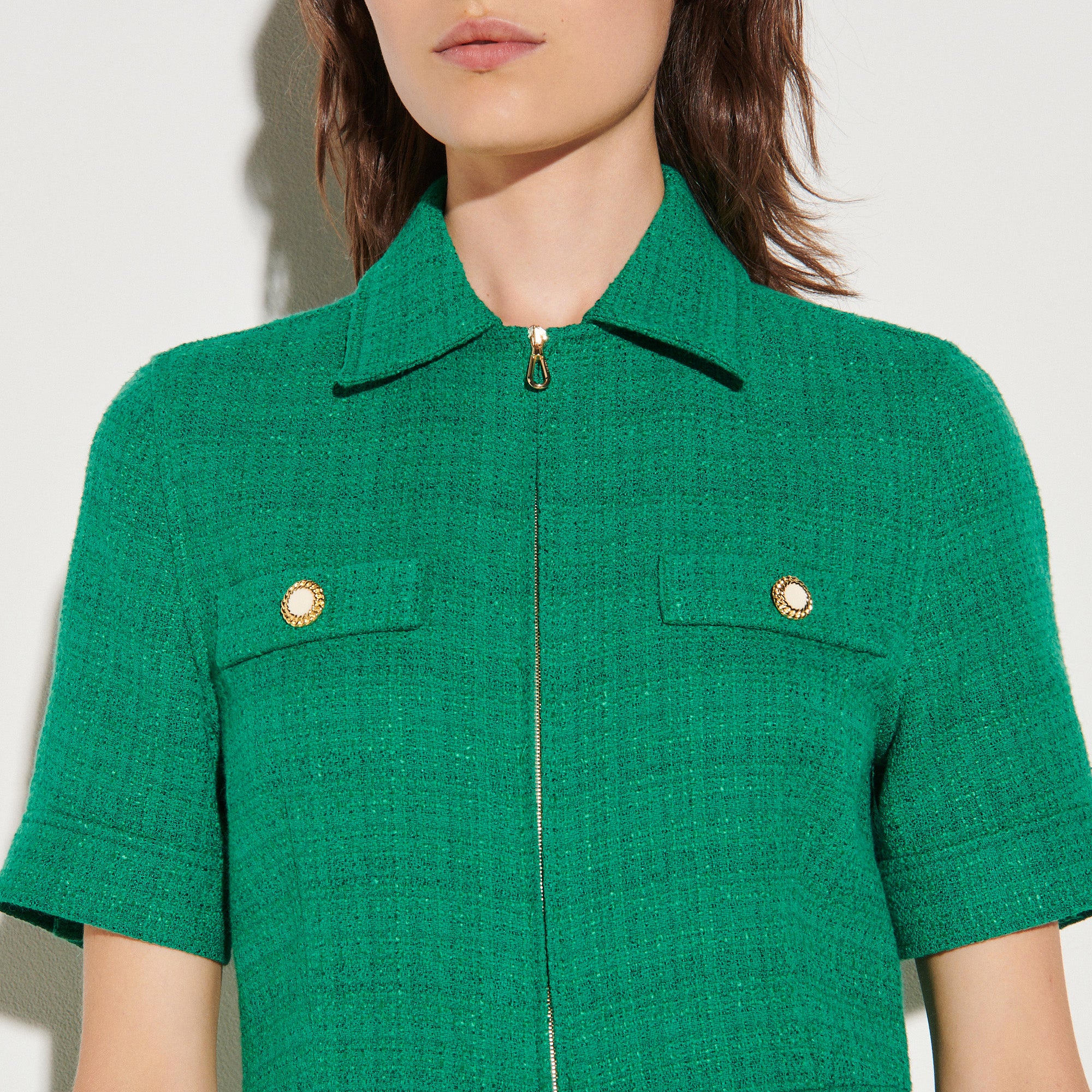 Combinaison Short en tweed à zipper Sandro seconde main