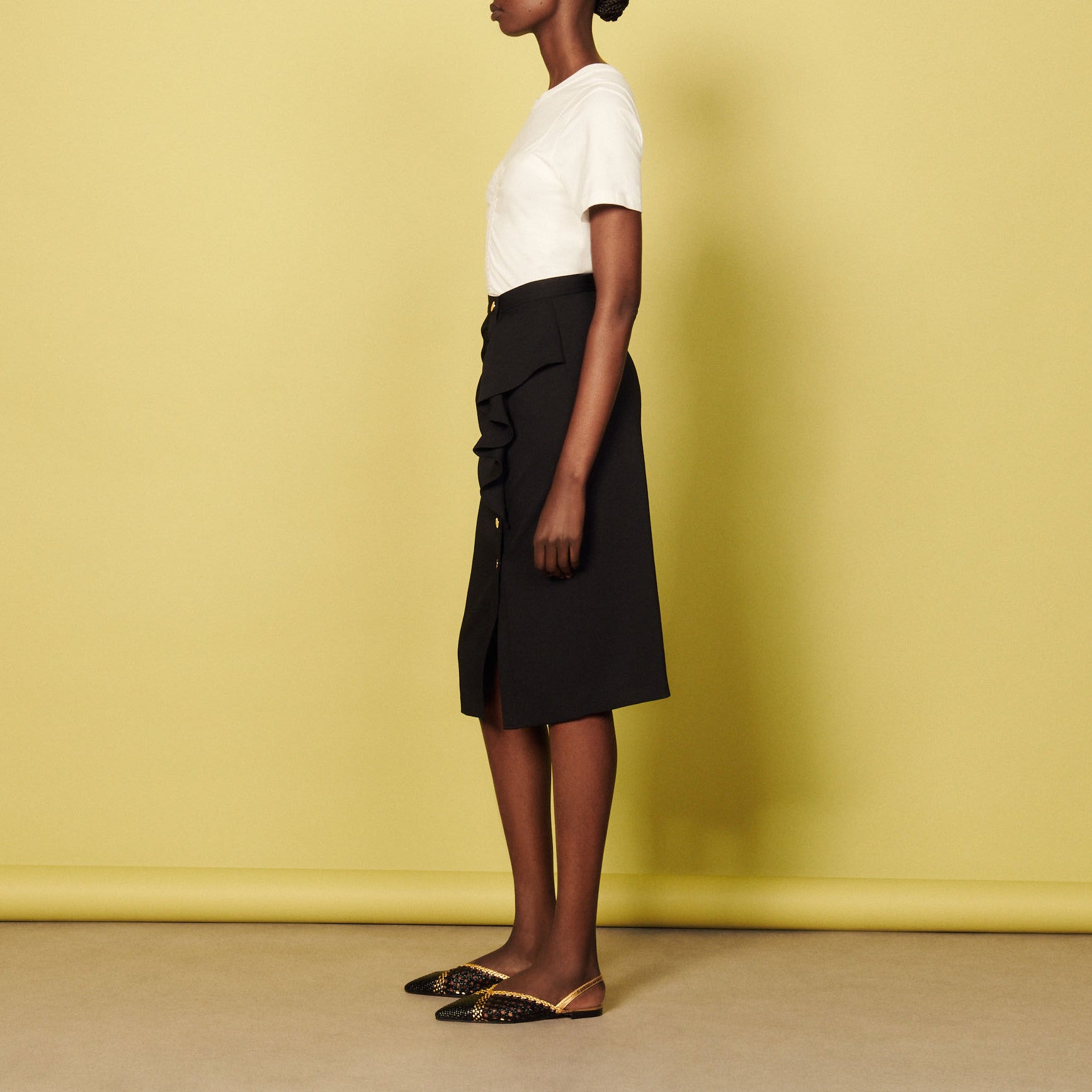 Jupe midi crayon volantée Sandro seconde main