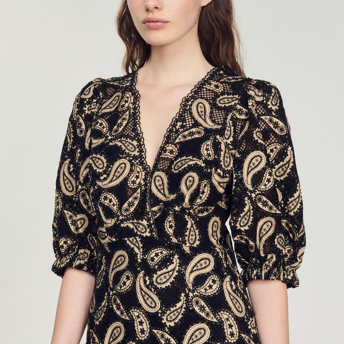 Robe courte en guipure motifs paisley Sandro seconde main