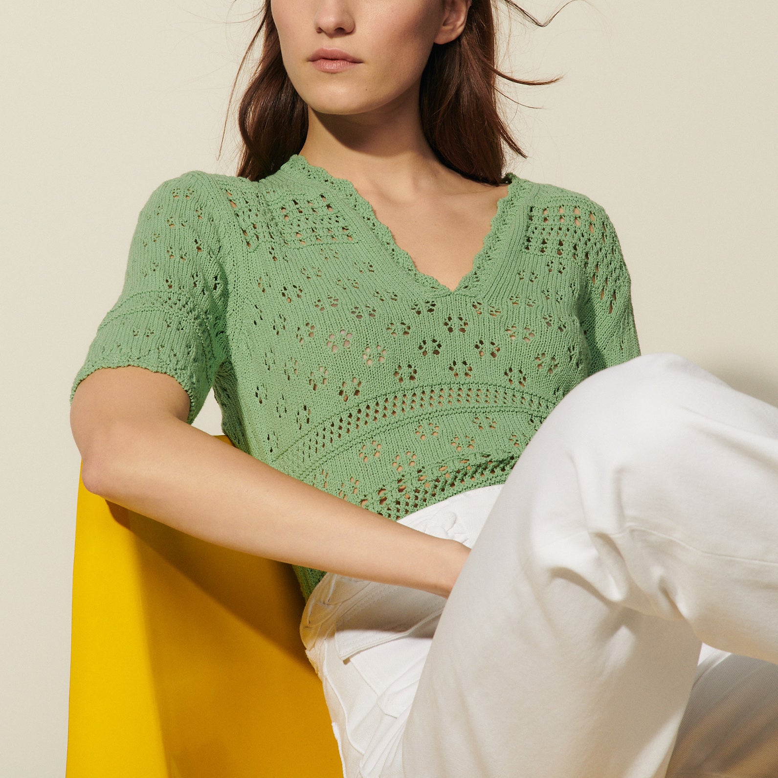 Pull manches courtes en Maille fantaisie Sandro seconde main