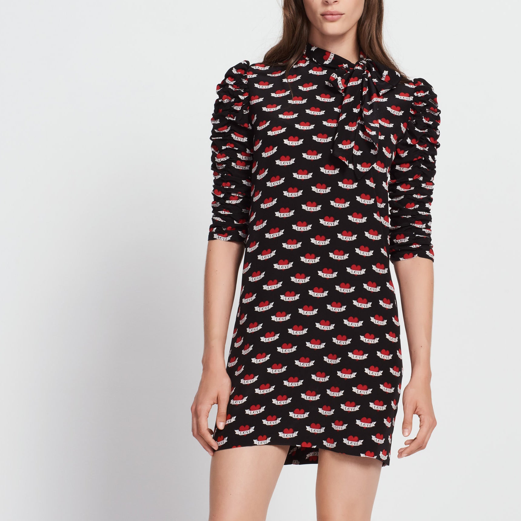 Robe en soie imprimé cœurs Sandro seconde main