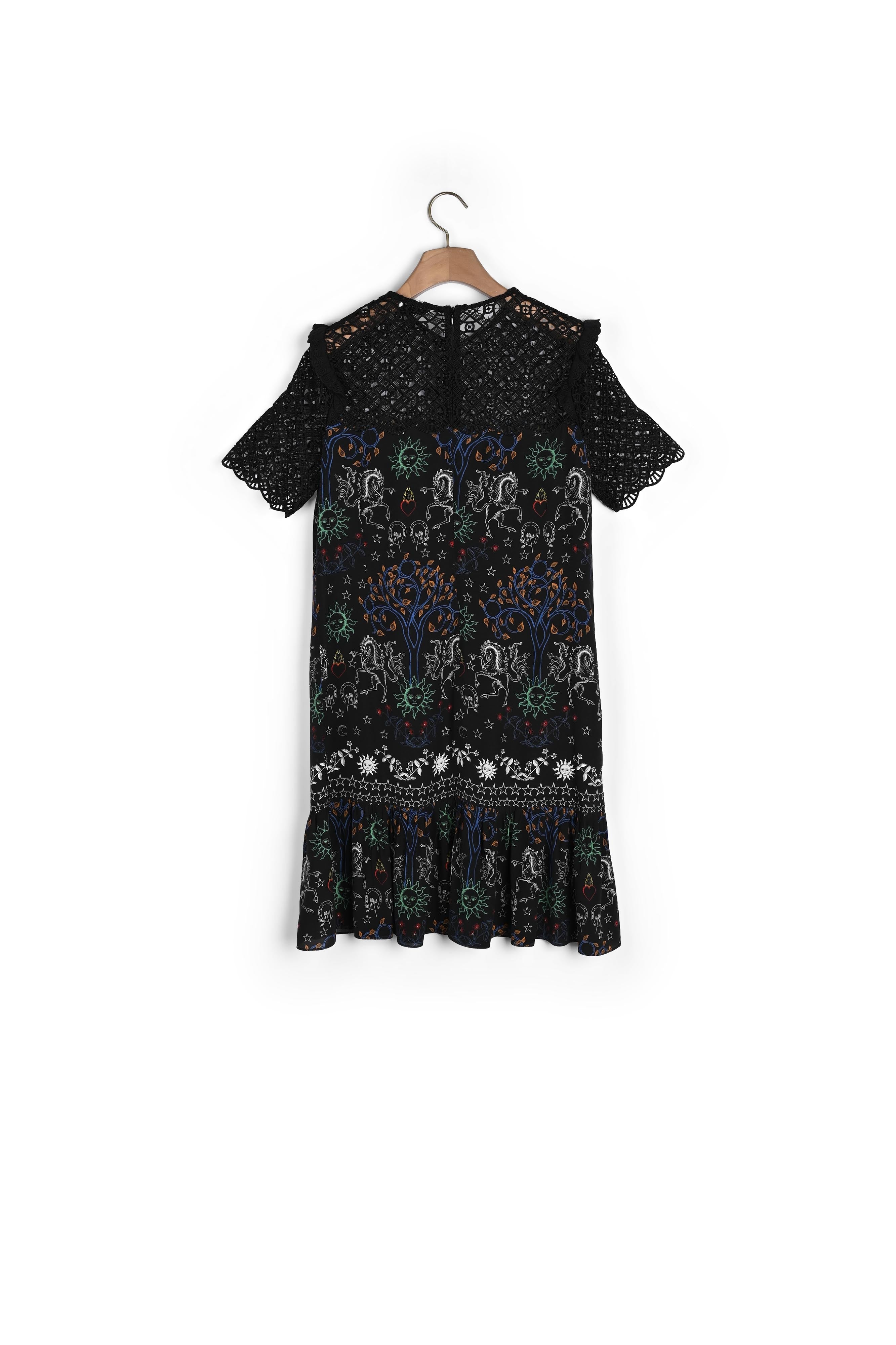 Robe courte imprimée avec dentelle Sandro seconde main