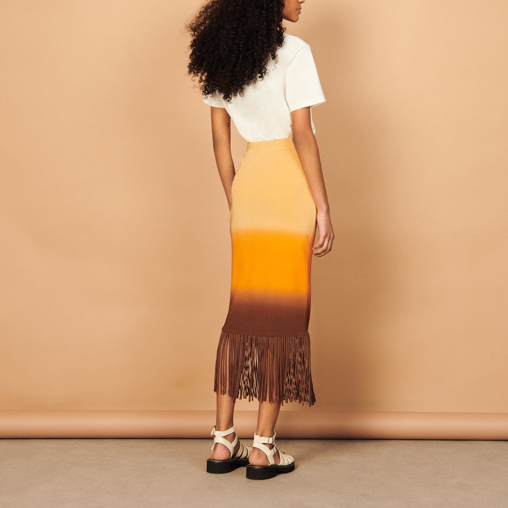 Jupe midi à franges tie&dye Sandro seconde main