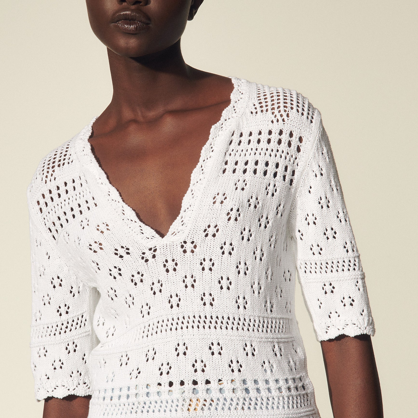 Pull manches courtes en maille fantaisie Sandro seconde main