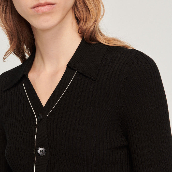 Cardigan en Maille fine surpiquée Sandro seconde main