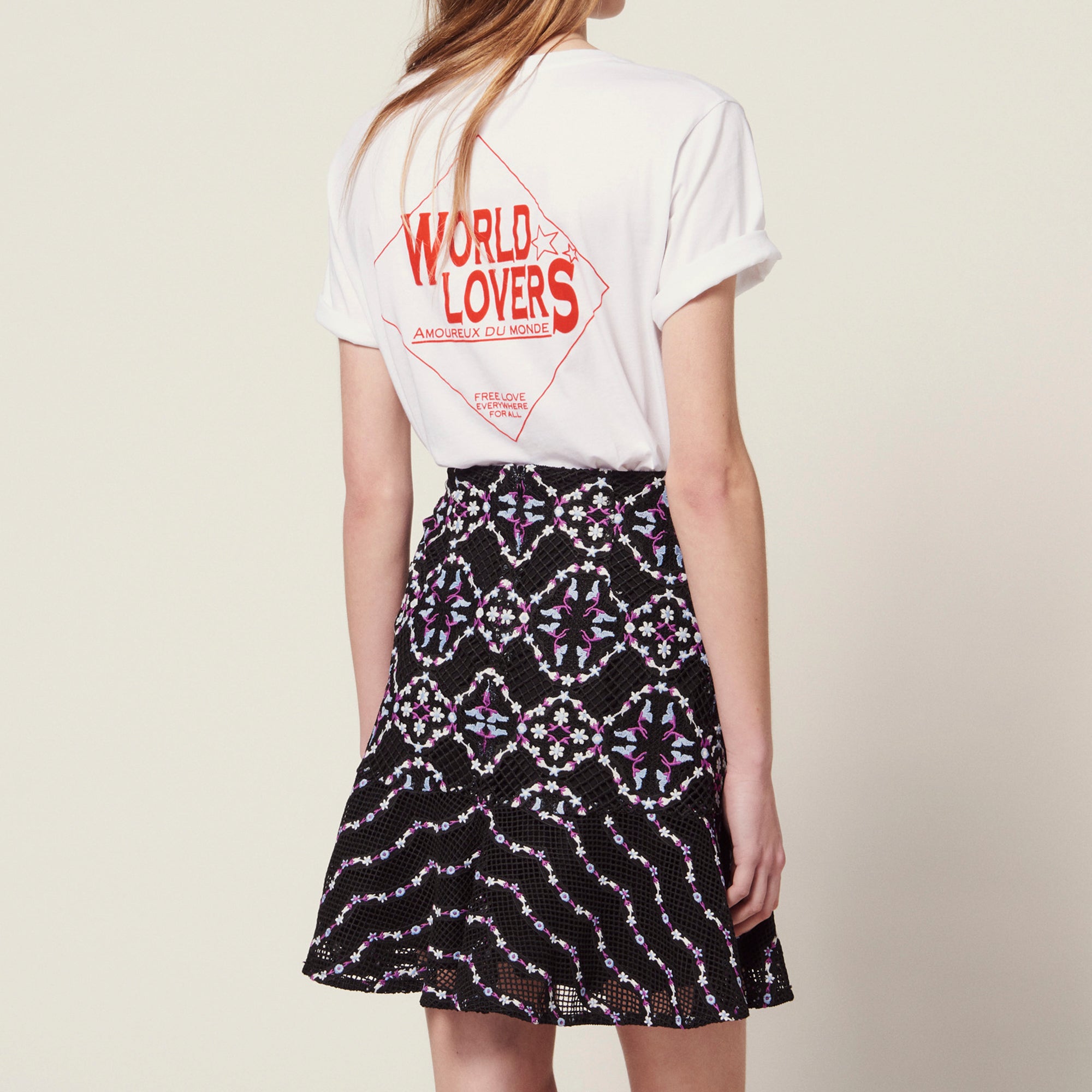 Jupe courte en guipure Sandro seconde main