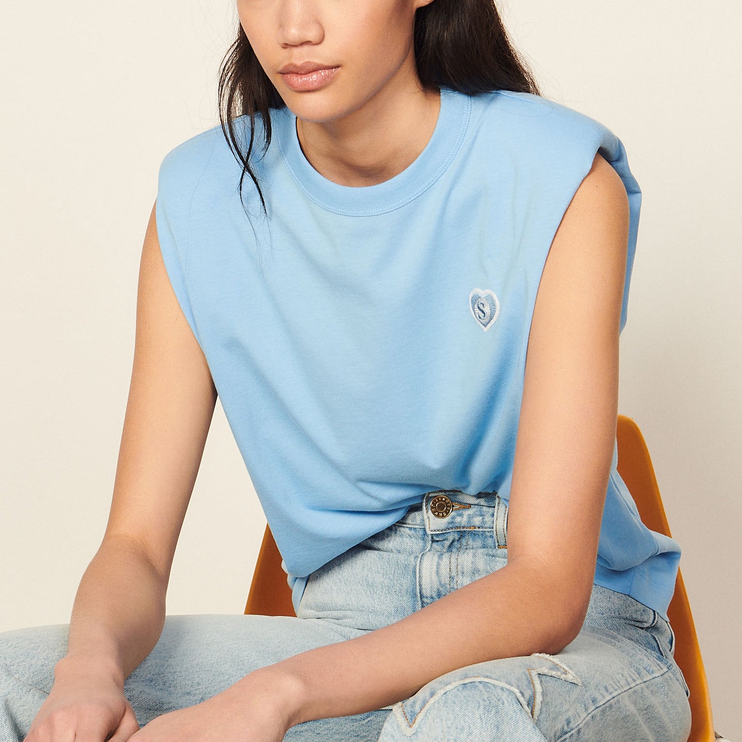 T-shirt en coton biologique sans manches Sandro seconde main