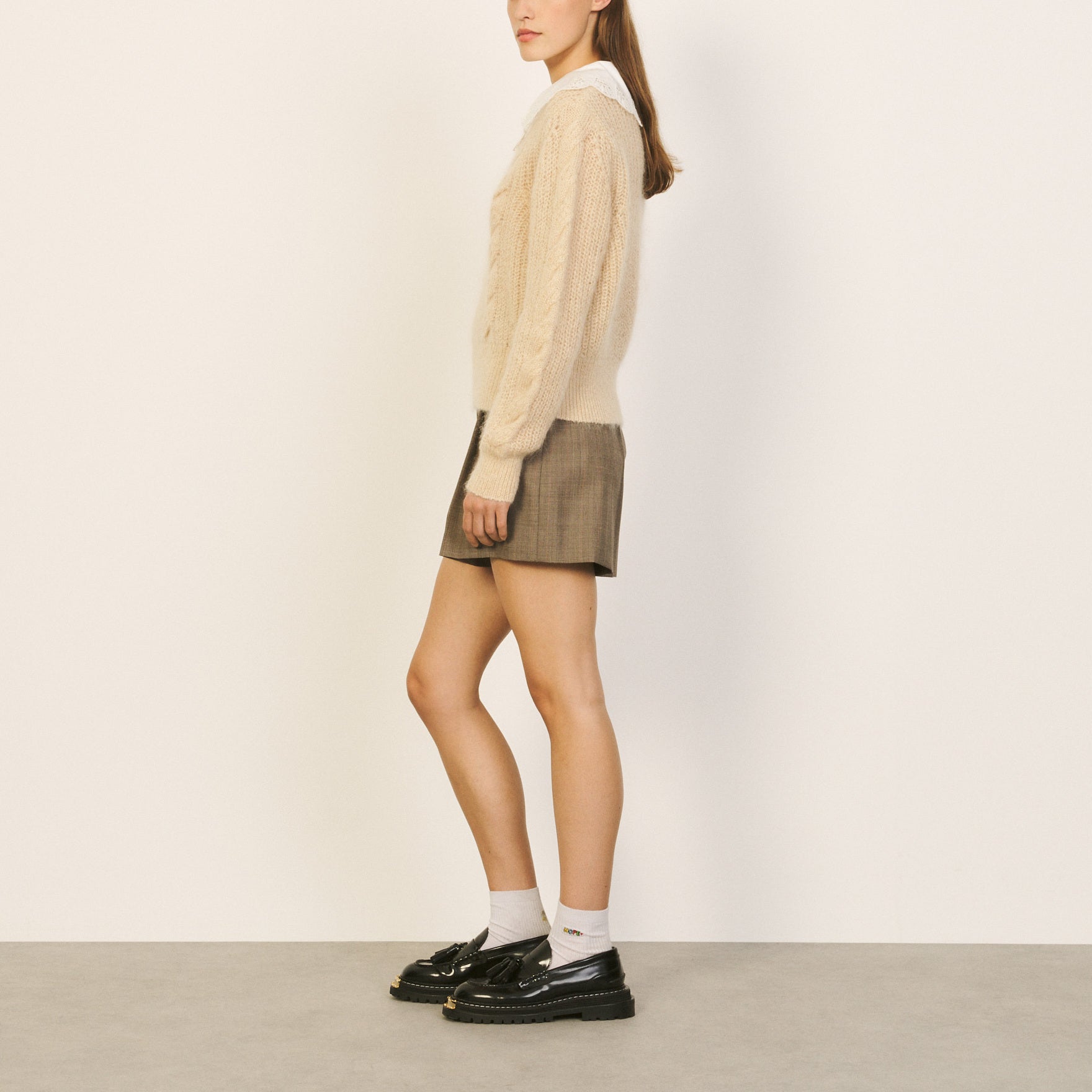 Pull court à grand col brodé Sandro seconde main