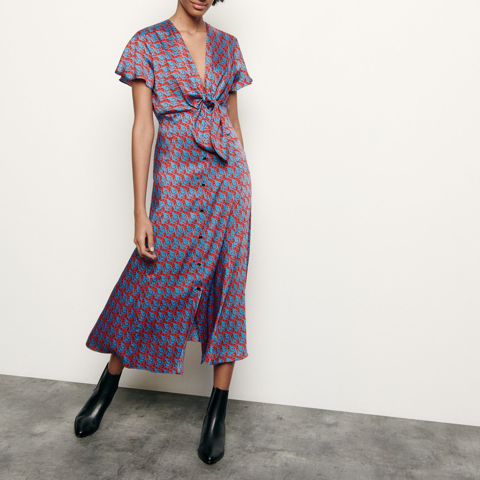 Robe longue imprimée à nouer Sandro seconde main