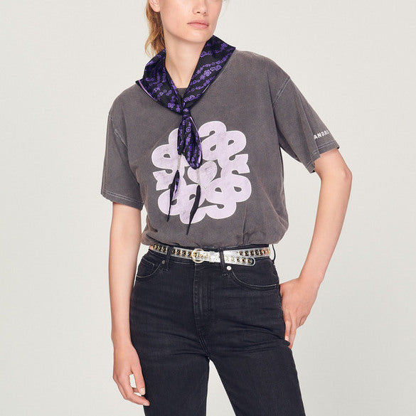 Tee-shirt en coton bio motif double S Sandro seconde main