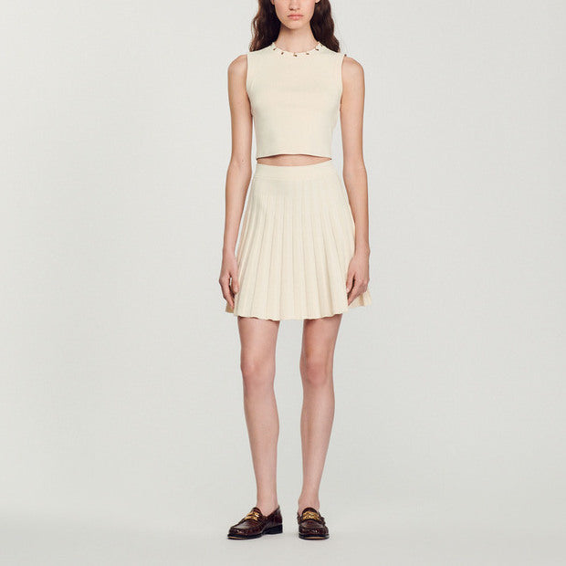 Jupe courte en Maille plissée Sandro seconde main