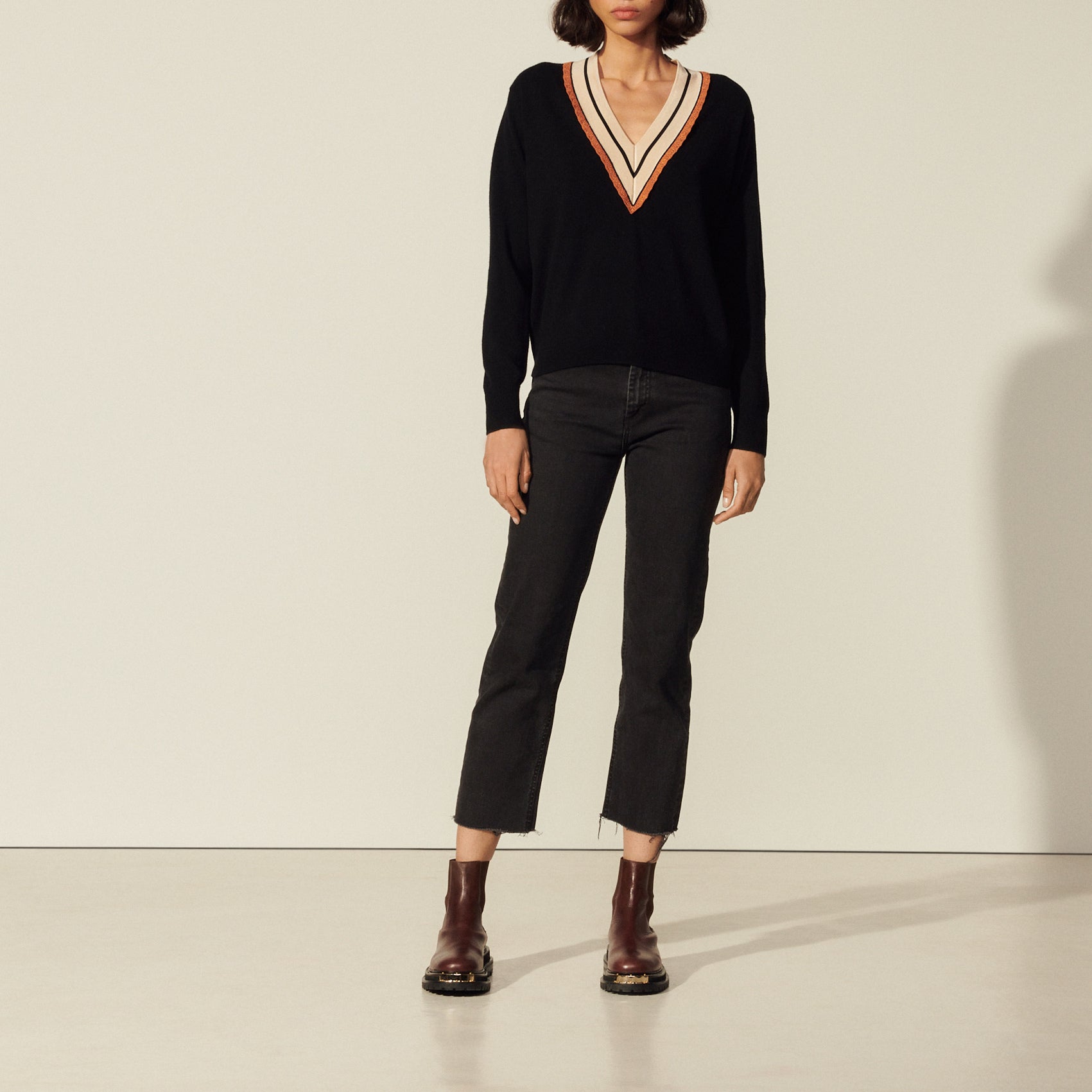 Pull à encolure rayée Sandro seconde main