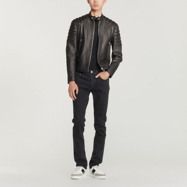 Blouson en cuir finitions matelassées Sandro seconde main