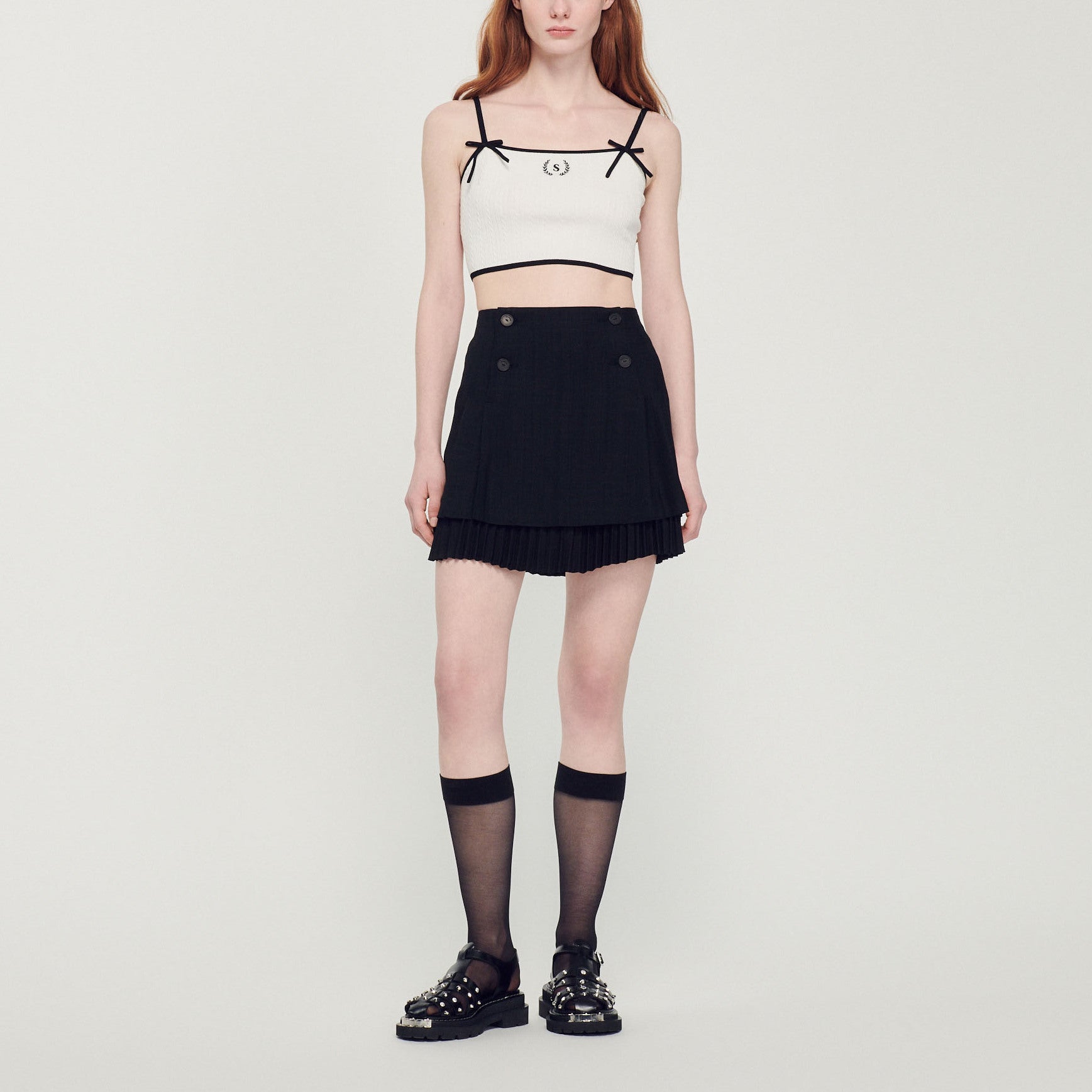 Jupe courte avec plissé en trompe l'œil Sandro seconde main