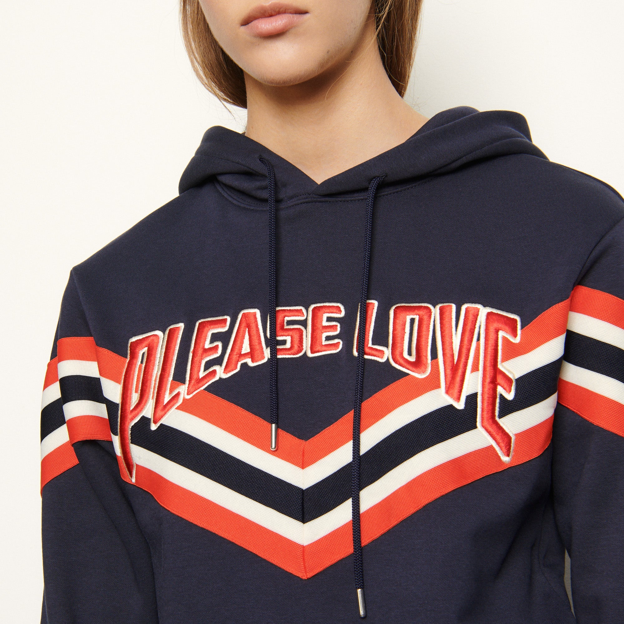 Sweat à capuche à bord-côte rayé Sandro seconde main