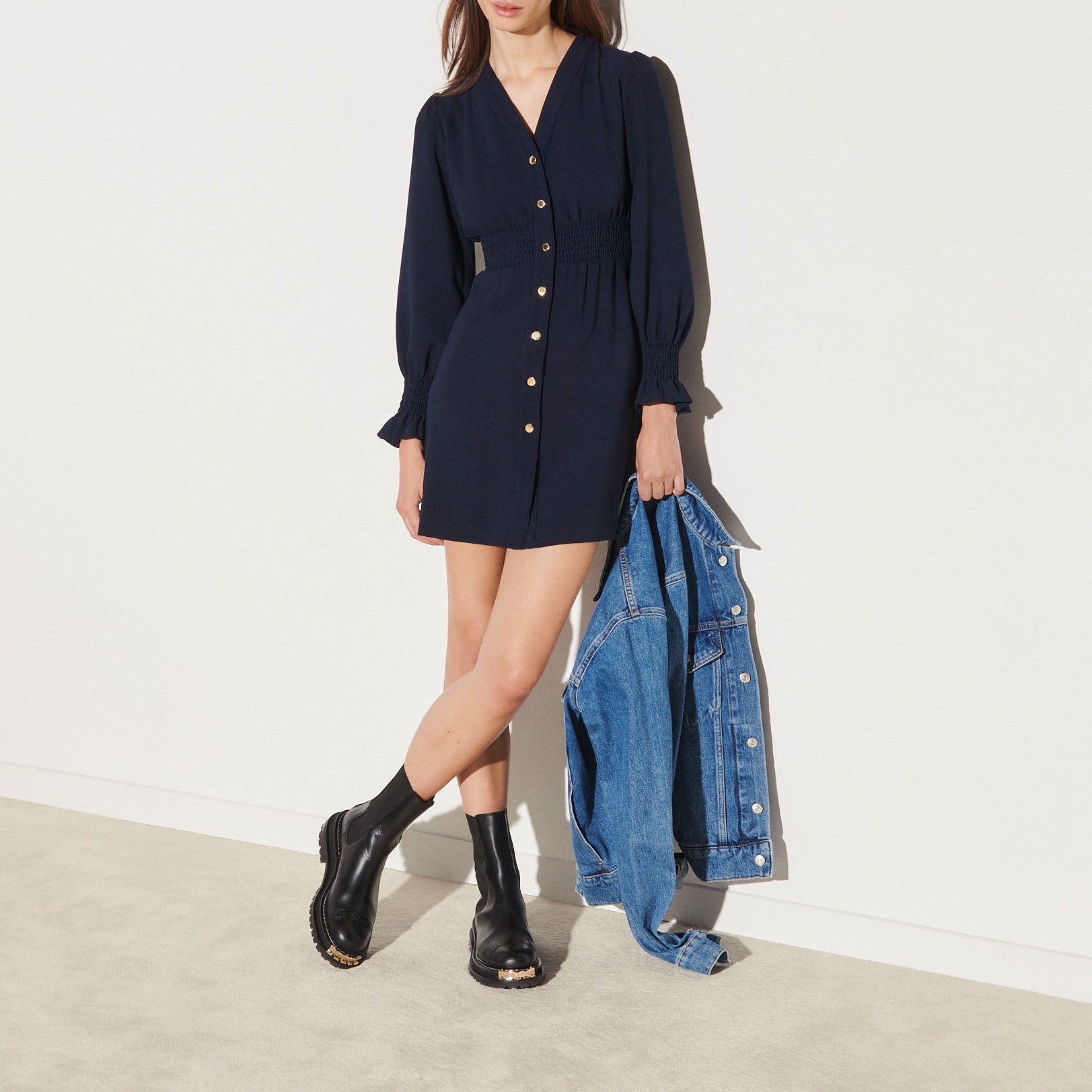 Robe à pressions et ceinture smockée Sandro seconde main