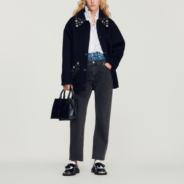 Manteau en laine orné d'œillets Sandro seconde main