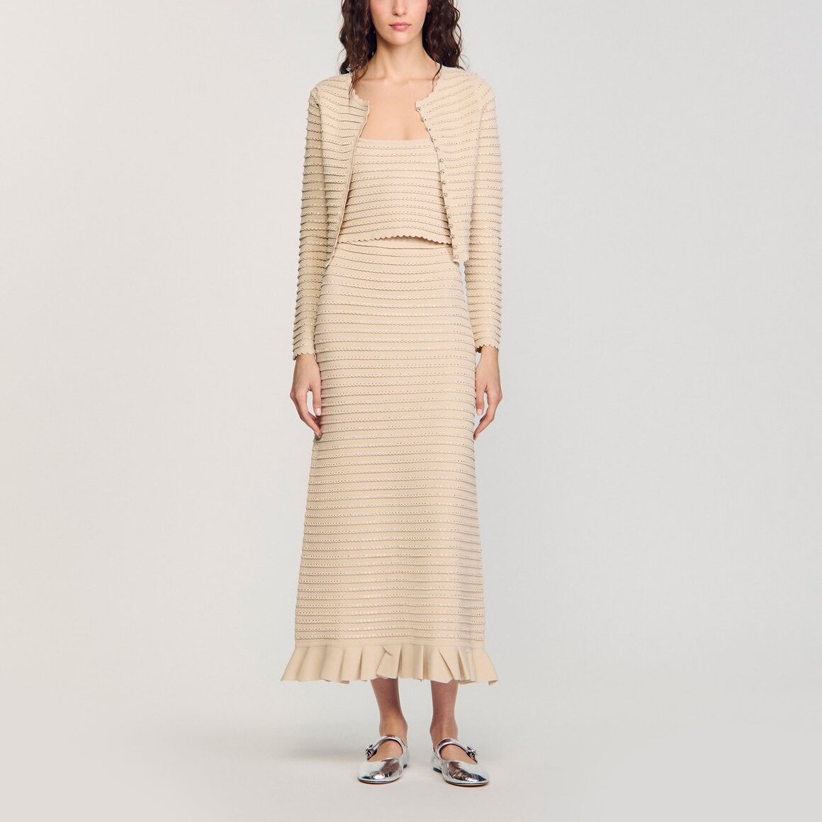 Top court en maille strassée Sandro seconde main