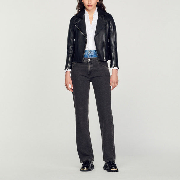 Blouson en cuir Sandro seconde main