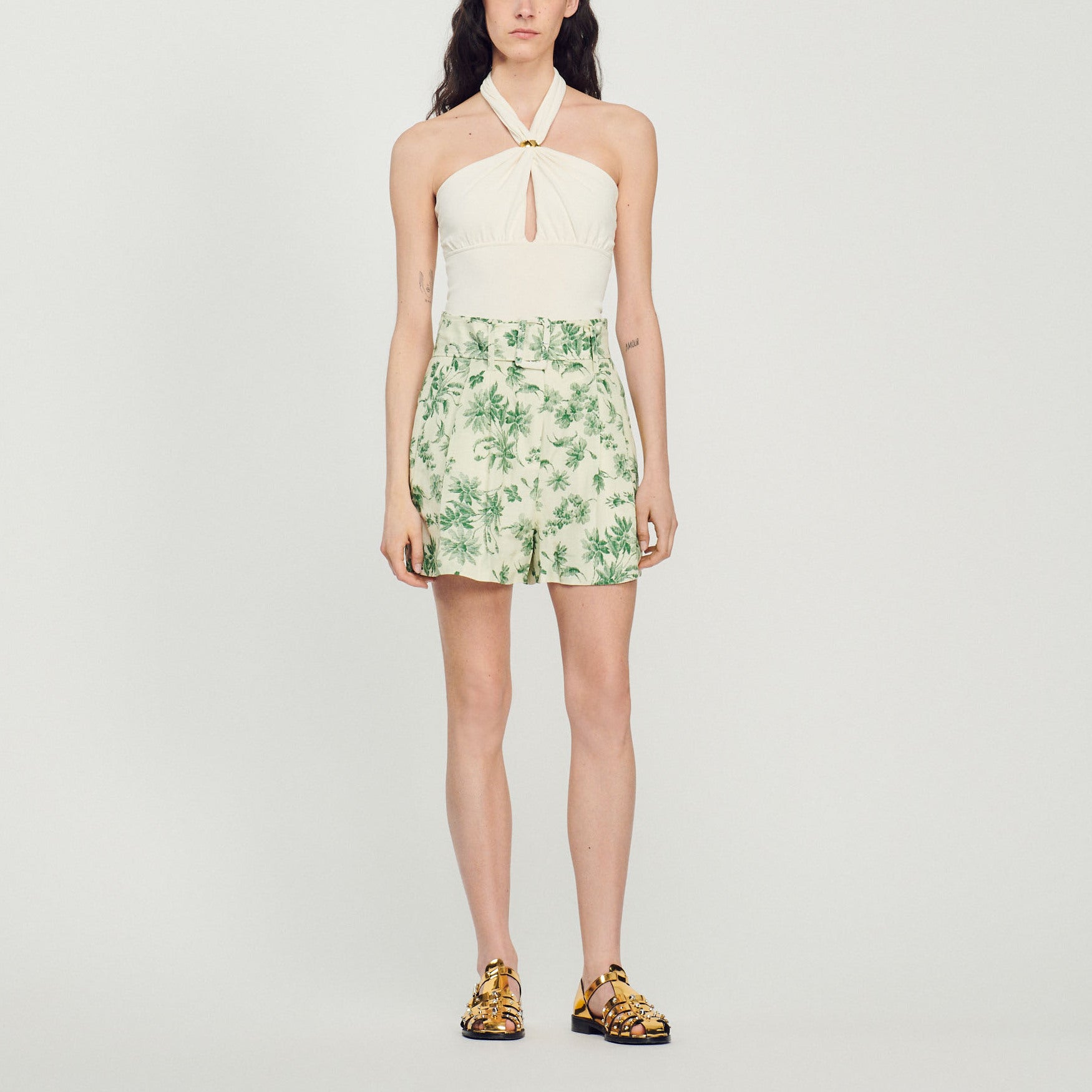 Short large imprimé palmiers Sandro seconde main