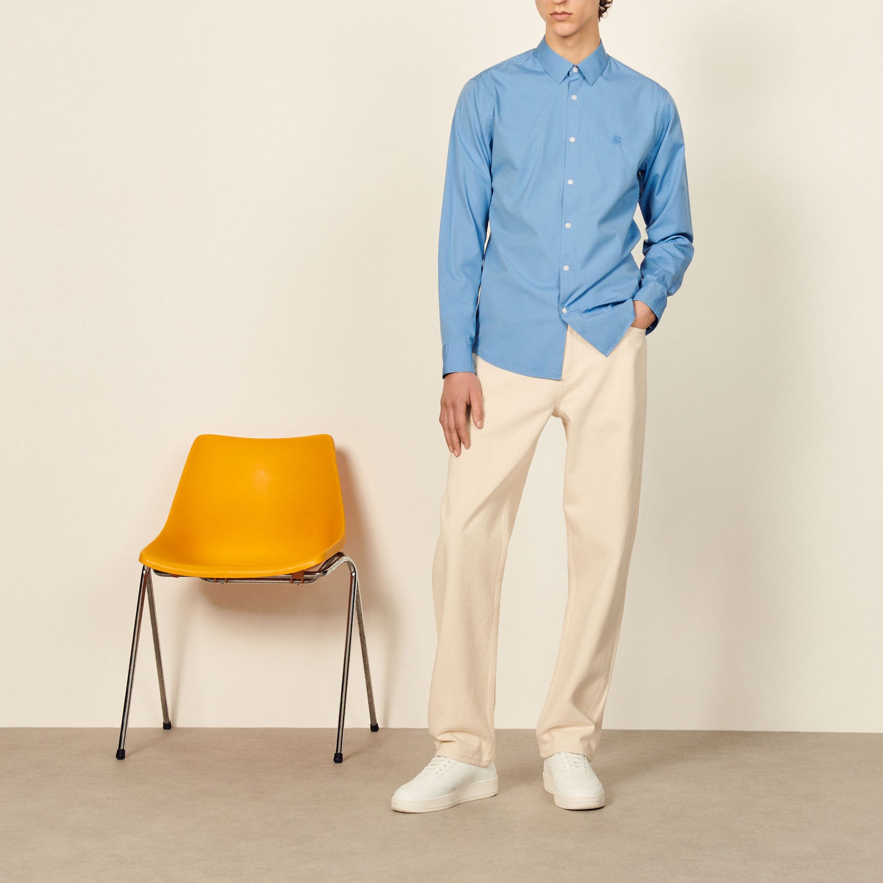 Chemise en coton avec broderie signature Sandro seconde main