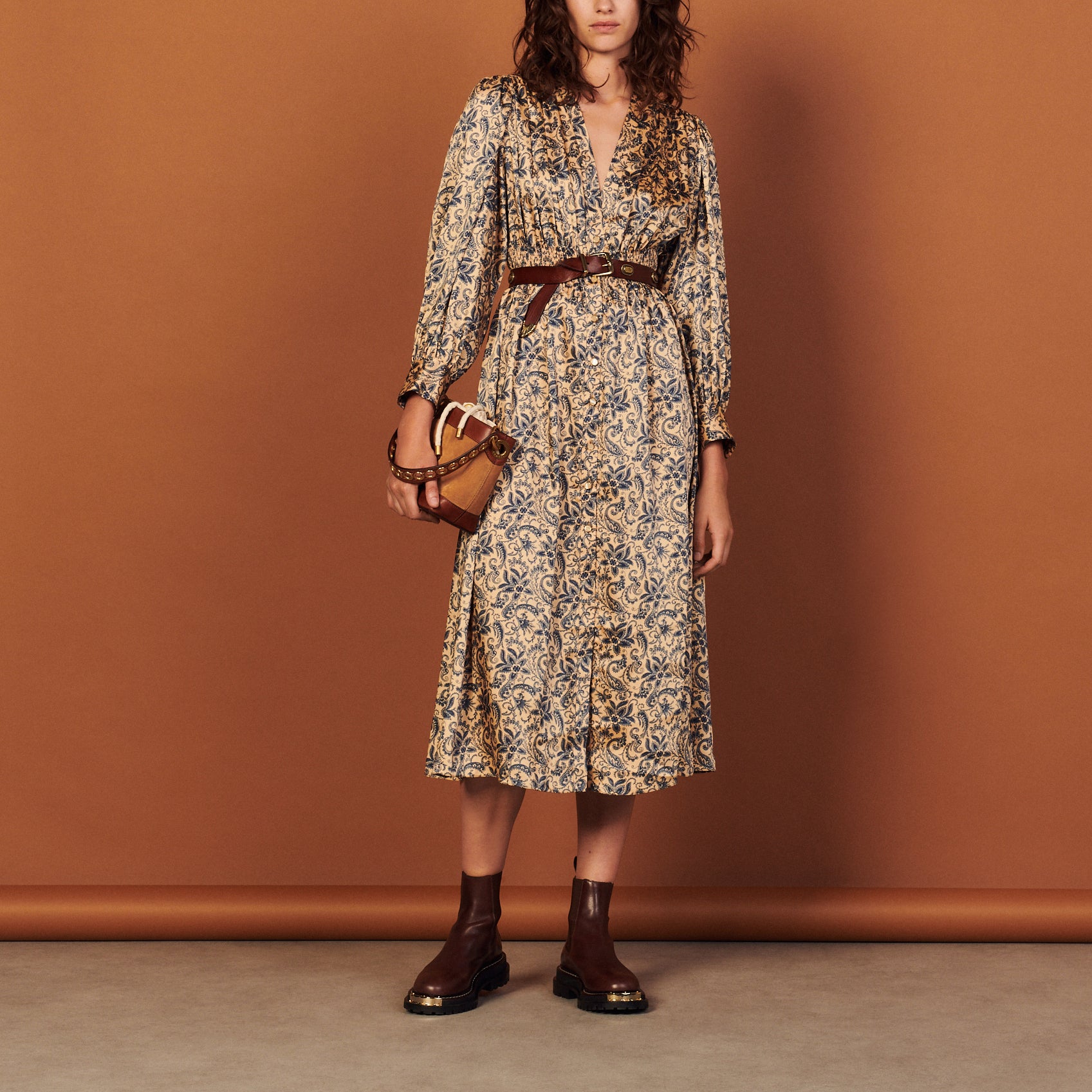 Robe longue fluide et imprimée Sandro seconde main