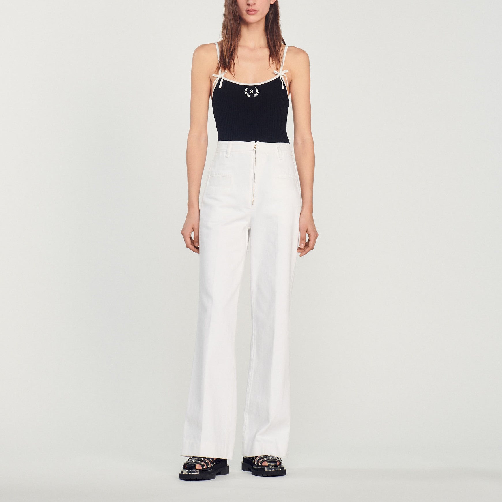 Pantalon large en toile Sandro seconde main