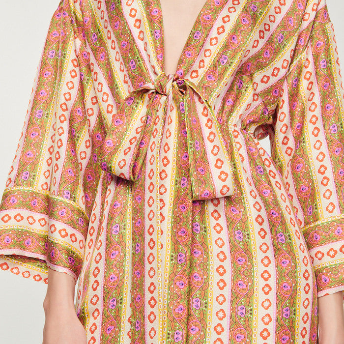 Robe caftan imprimé Flower Stripes Sandro seconde main