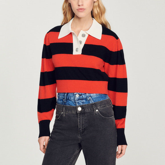 Pull court bicolore Sandro seconde main