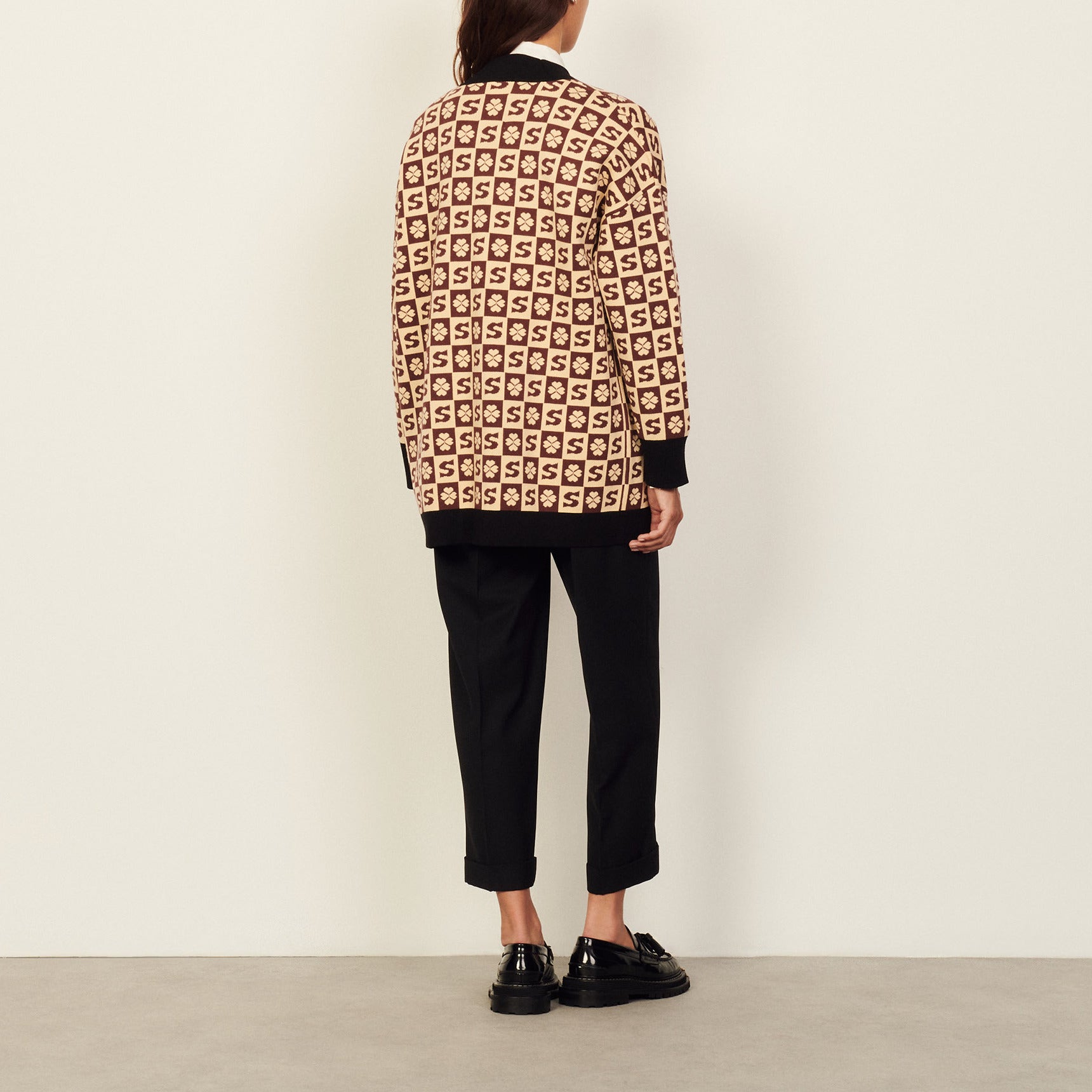 Cardi-coat long à motif jacquard Sandro seconde main