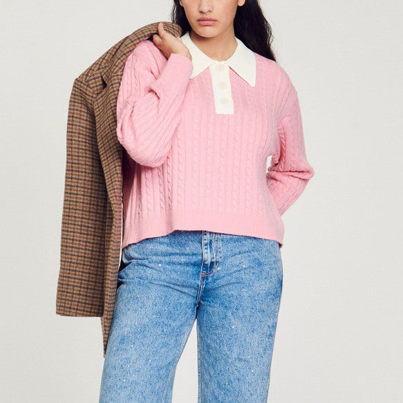 Pull court en Maille torsadée Sandro seconde main