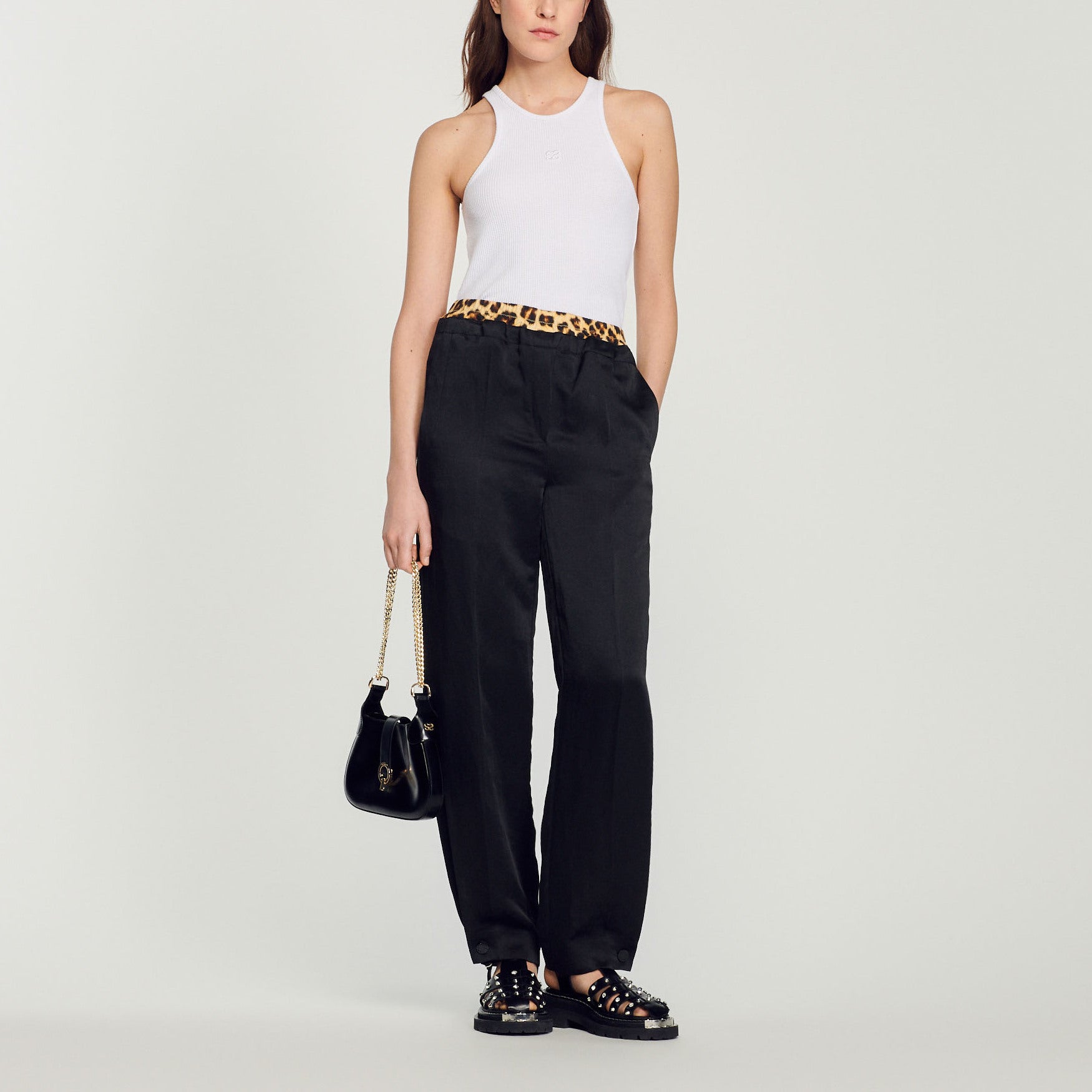 Pantalon à double ceinture léopard Sandro seconde main