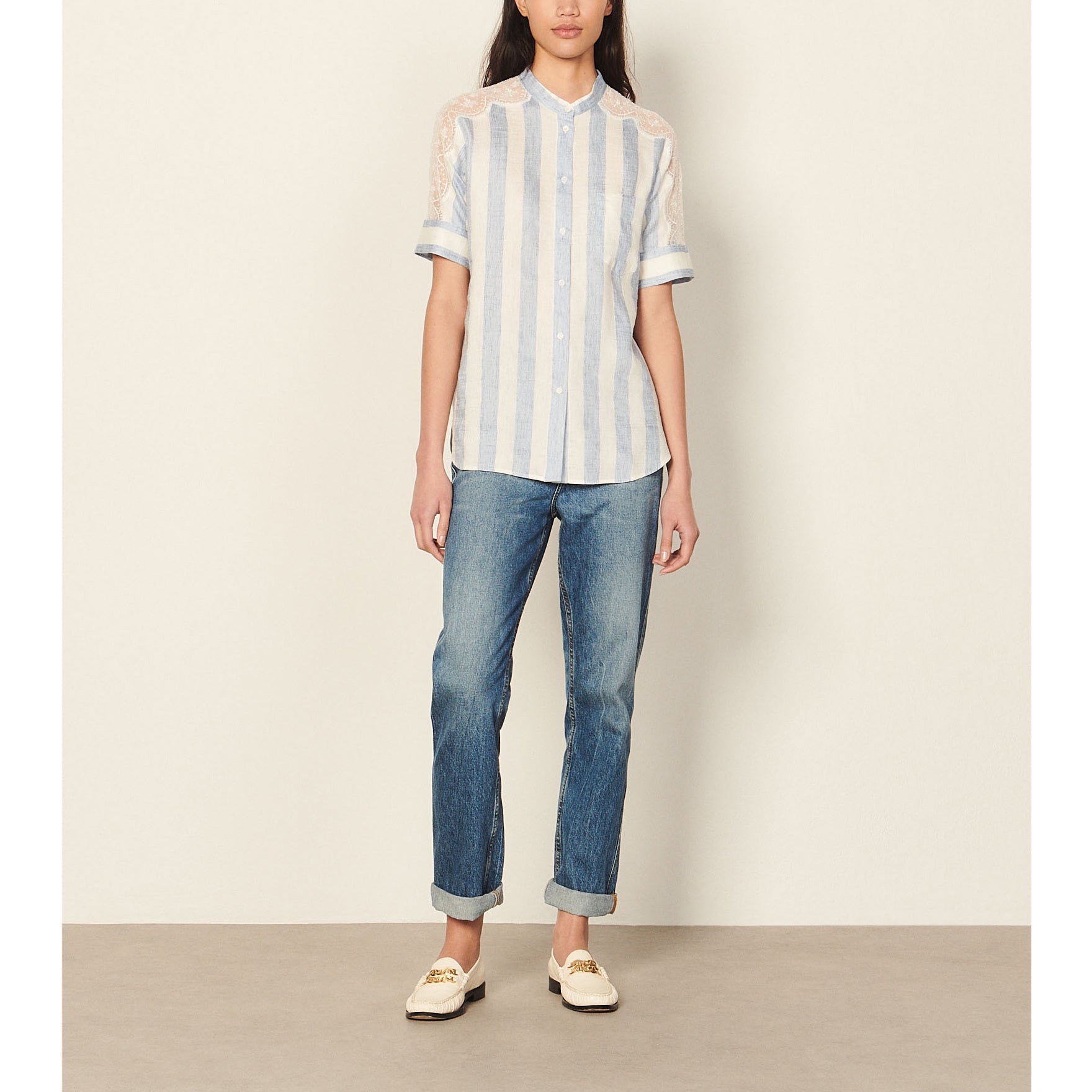 Chemise rayée en lin Sandro seconde main