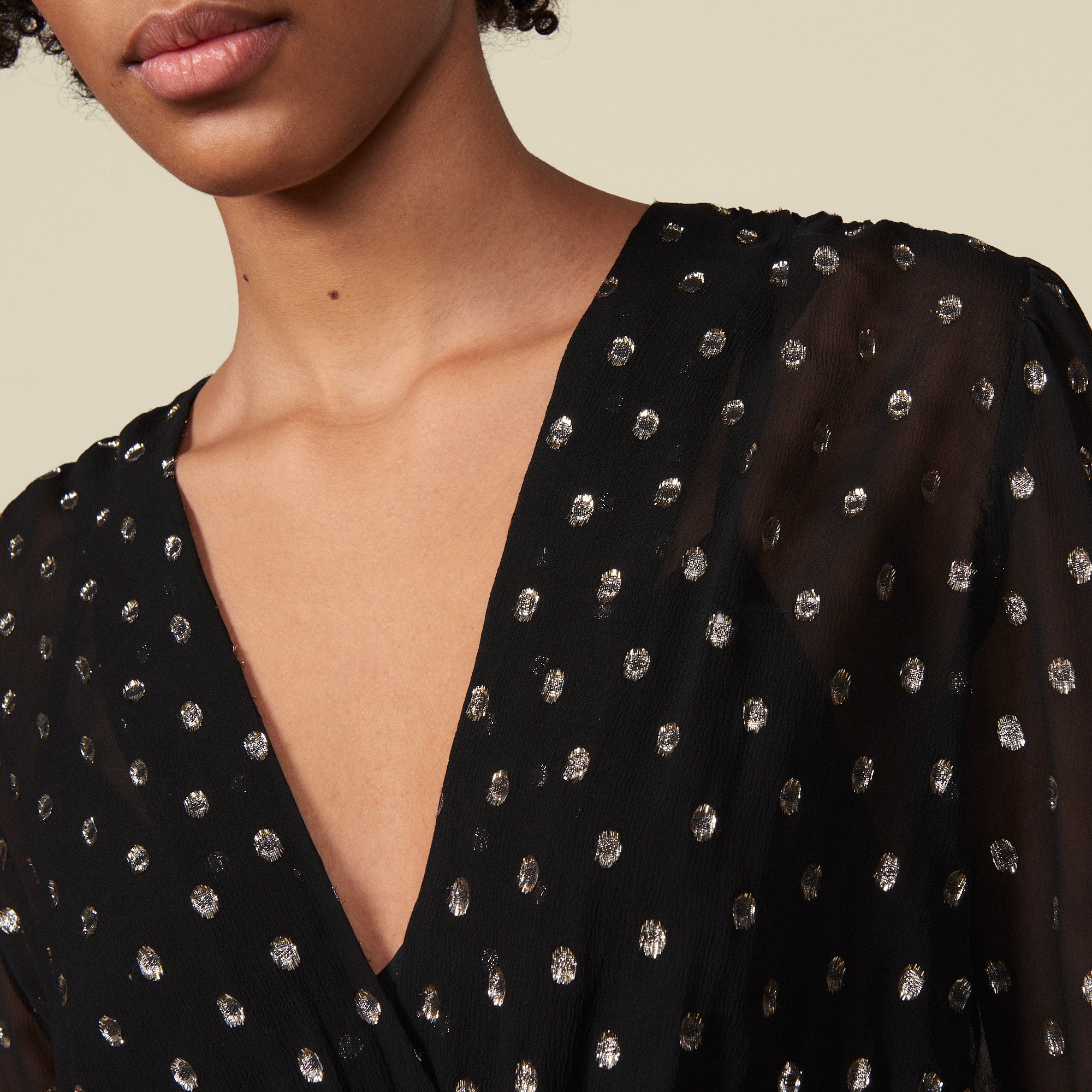 Robe longue à volants et pois lurex Sandro seconde main