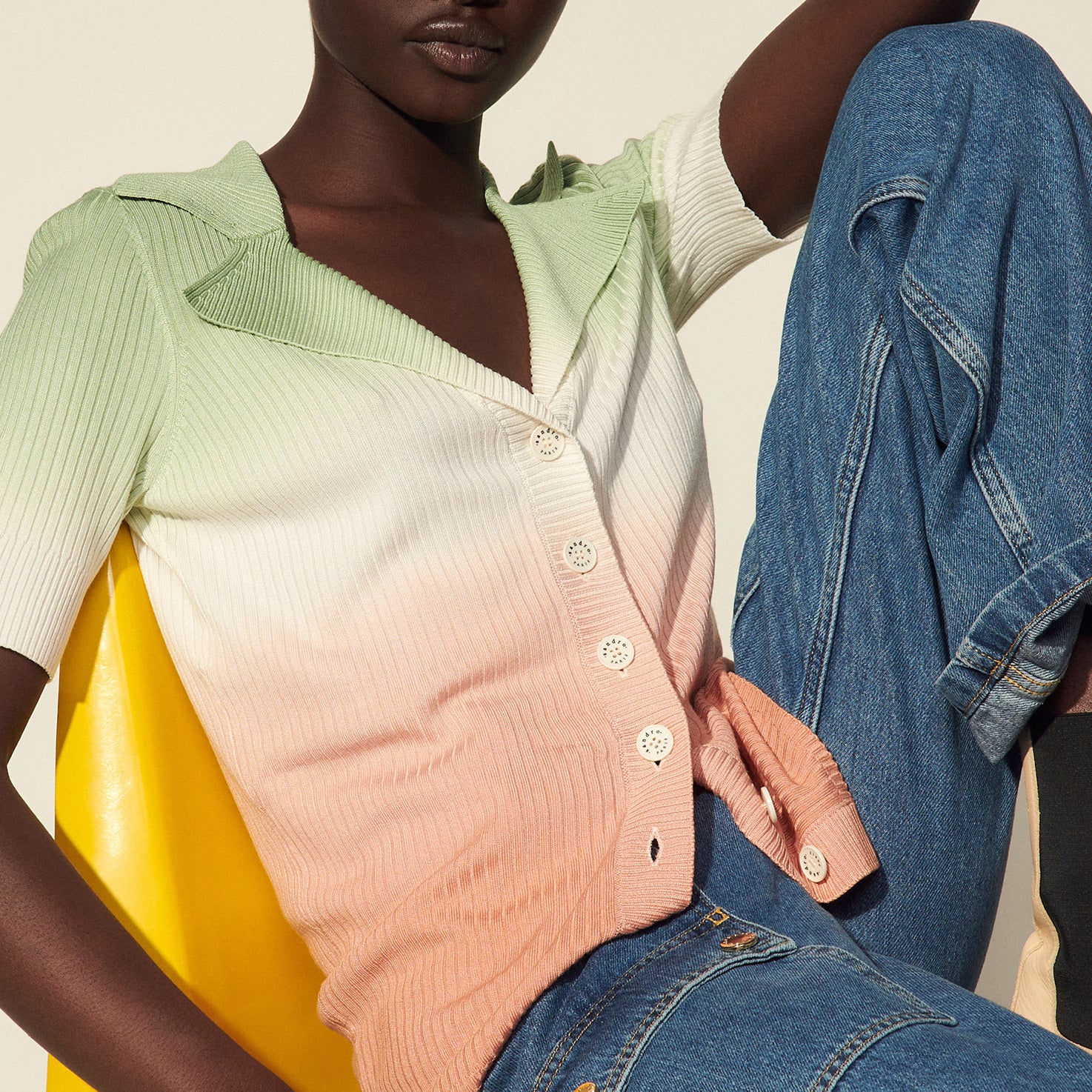 Cardigan tie and dye à côtes Sandro seconde main