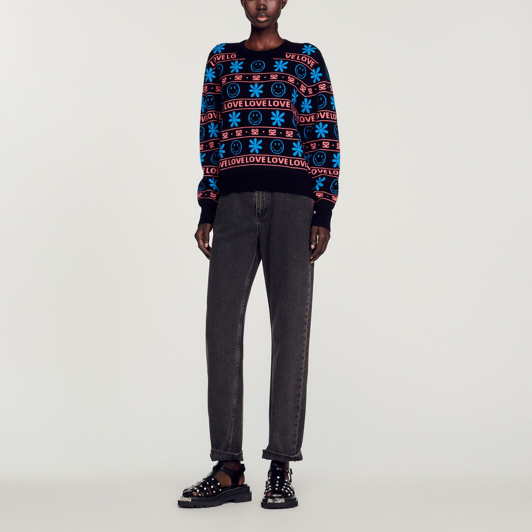 Pull jacquard Smiley© Sandro seconde main