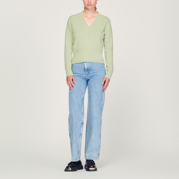 Pull en Maille à col V Sandro seconde main