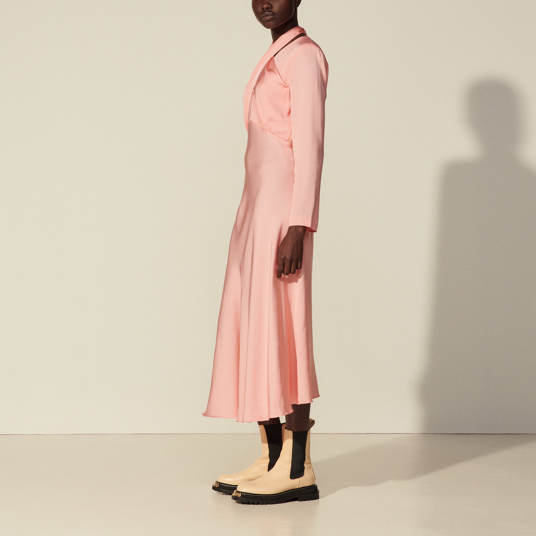 Robe longue avec encolure drapée Sandro seconde main