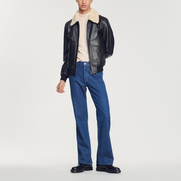 Blouson aviateur en cuir Sandro seconde main
