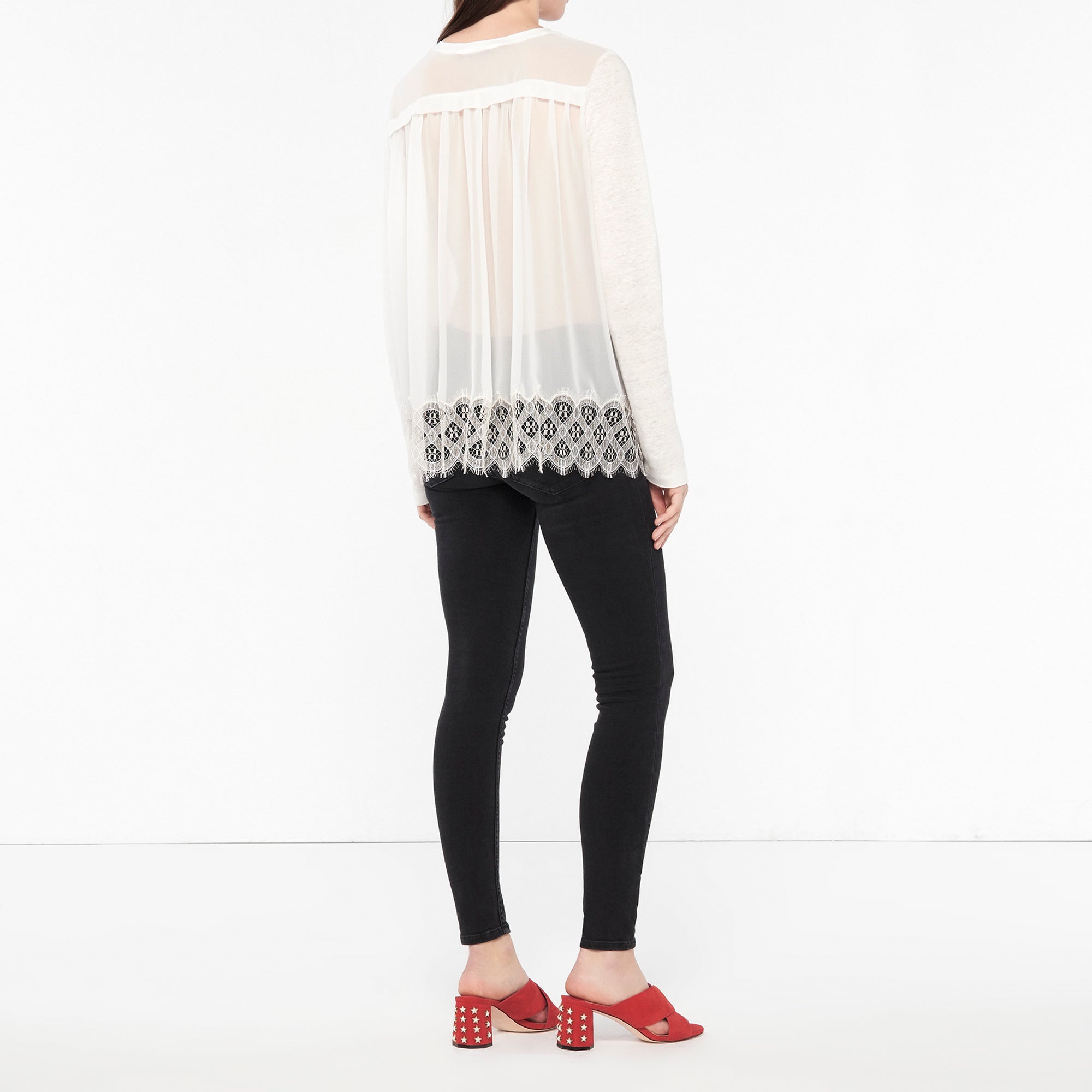 T-shirt tout dentelle au dos Sandro seconde main