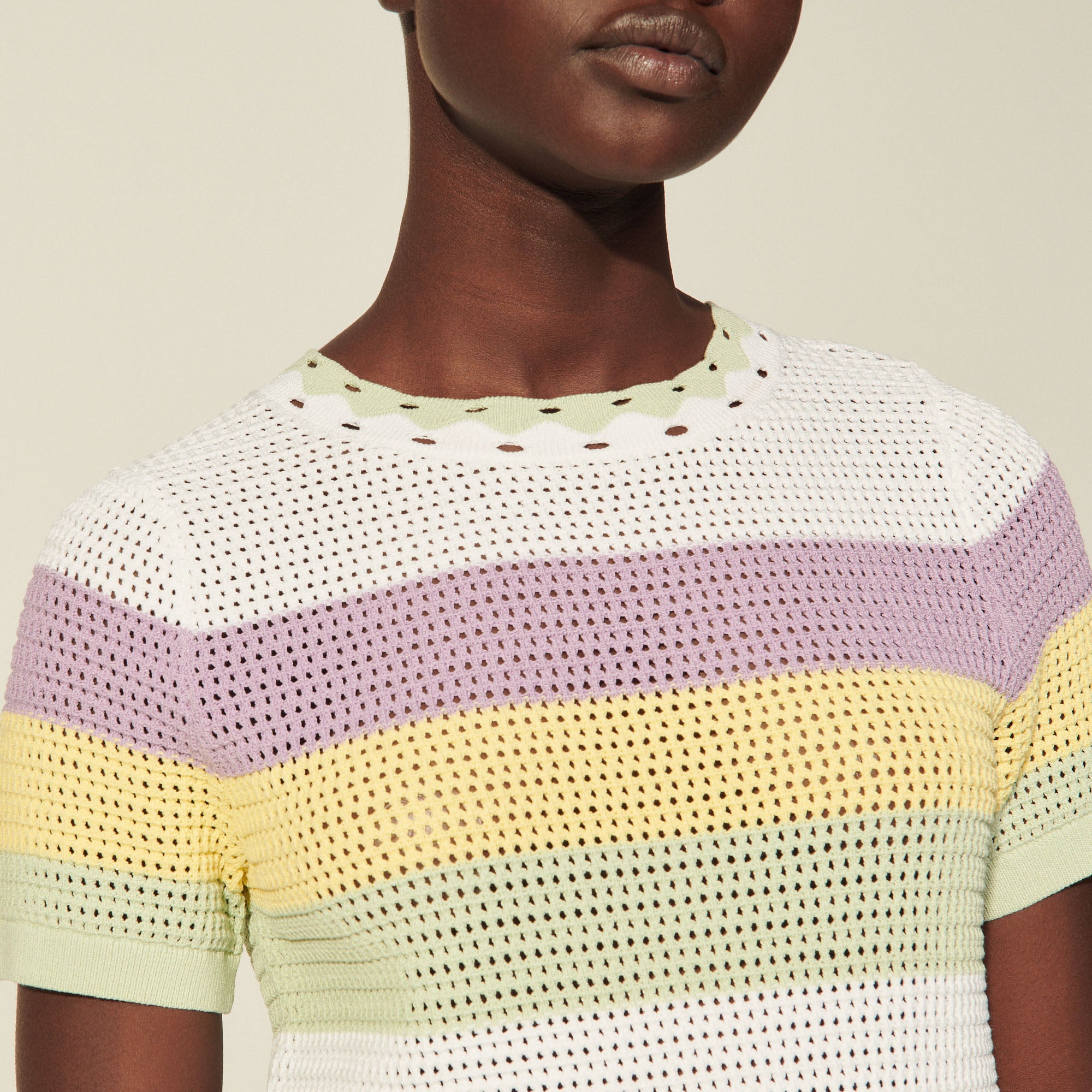 Pull rayé à manches courtes Sandro seconde main