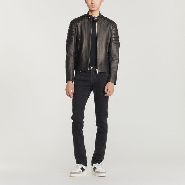 Blouson en cuir finitions matelassées Sandro seconde main