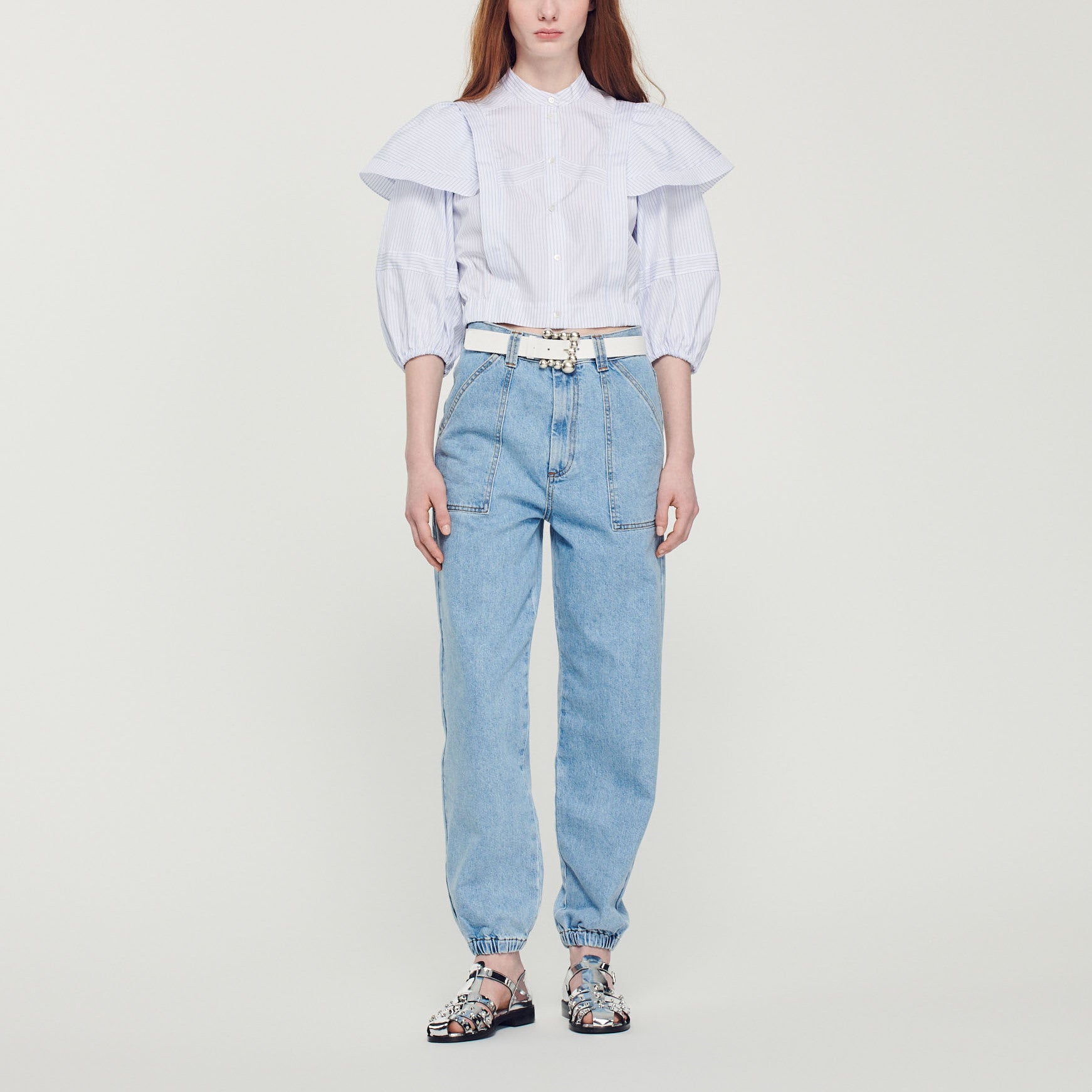 Chemise courte à rayures Sandro seconde main